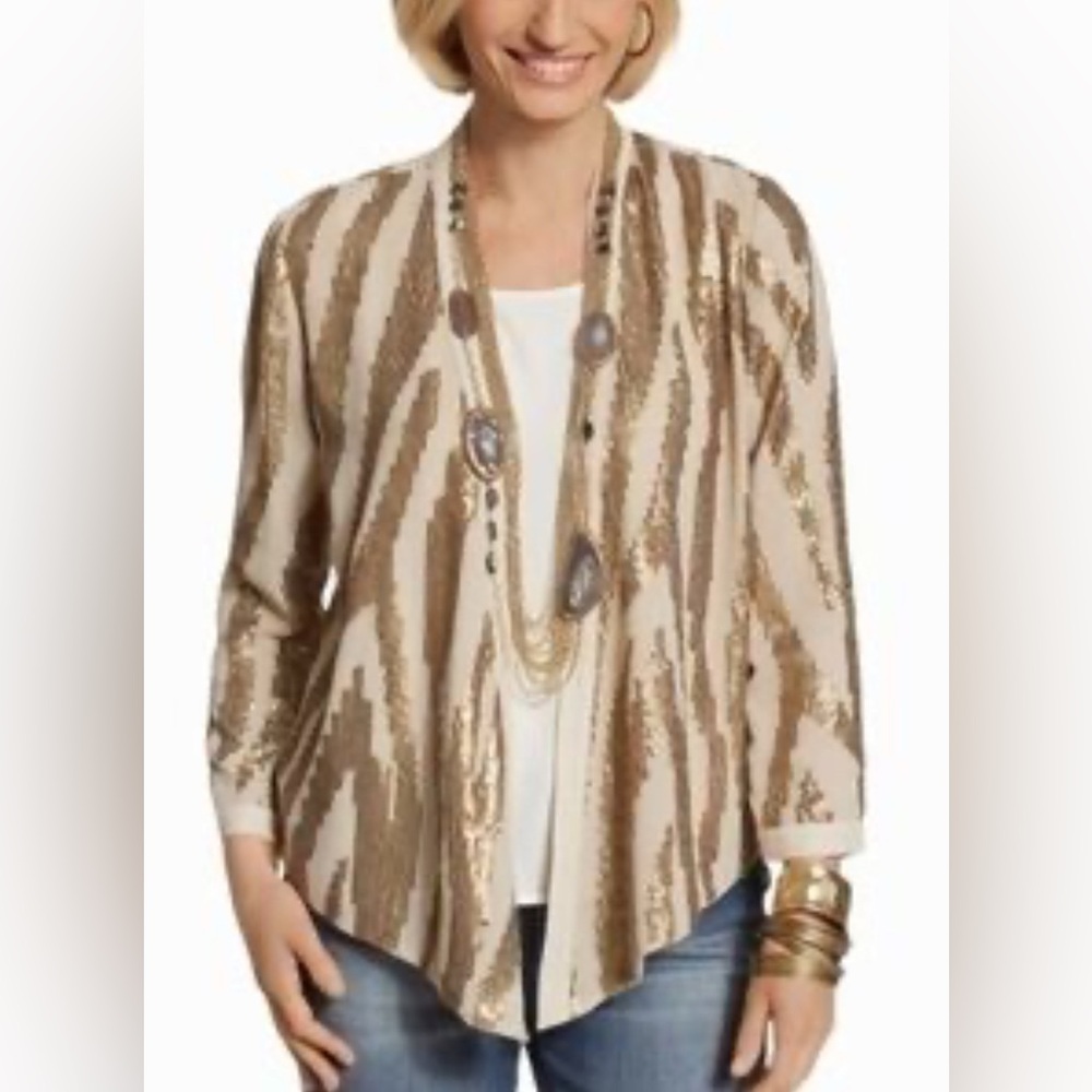 Chicos sequin cardigan size medium
